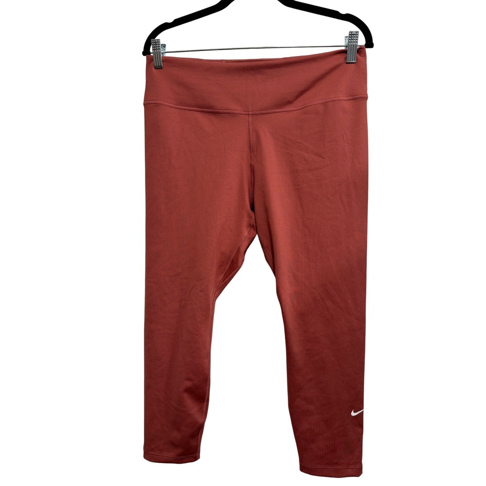 Nike One Luxe Dri-FIT High Rise Cropped Leggings Rust Terracotta Womens Large‎